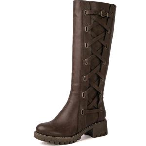 image:imageGLOBALWIN Womens Boots Back Lace Up Fall Winter Fashion Knee High Boots For Women22yy08 Brown
