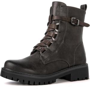 image:imageGLOBALWIN Womens Combat Boots Lace Up Boots For Women Ankle Booties For Women Low Heel22yy03 Grey