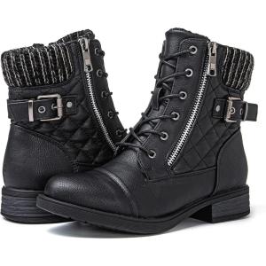 image:imageGLOBALWIN Womens Combat Boots Lace Up Boots For Women Ankle Booties With Low Heel Fashion Dressy Short Boots21yy18 Black