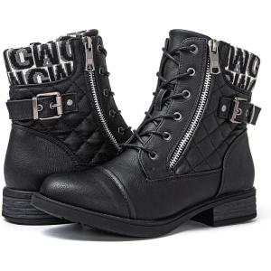 image:imageGLOBALWIN Womens Combat Boots Lace Up Boots For Women Ankle Booties With Low Heel Fashion Dressy Short Boots21yy18 Black2