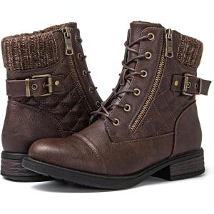 image:imageGLOBALWIN Womens Combat Boots Lace Up Boots For Women Ankle Booties With Low Heel Fashion Dressy Short Boots21yy18 Brown