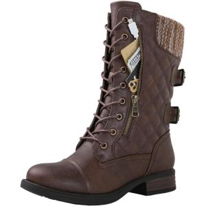 image:imageGLOBALWIN Womens Fashion Low Heels Lace Up Ankle Boots1842 Brown