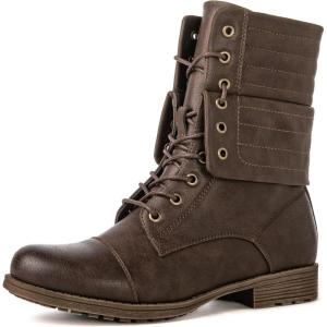 image:imageGLOBALWIN Womens Fashion Low Heels Lace Up Ankle Boots22yy06 Brown