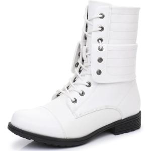 image:imageGLOBALWIN Womens Fashion Low Heels Lace Up Ankle Boots22yy06 White