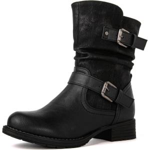 image:imageGLOBALWIN Womens Fur Booties Fashion Combat Ankle Boots For Women17yy12 Black2