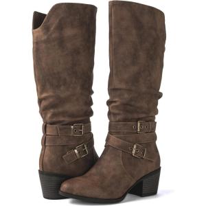image:imageGLOBALWIN Womens Knee High Cowboy Boots  Minimalist Western Round Toe Cowgirl Boots with Comfortable Block Heel Plain Sleek Design Tall Dress Boots for Women19yy21 Camel2