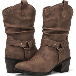 image:imageGLOBALWIN Womens Mid Calf The Western Cowgirl Boots Fashion Cowboy Boots For Women Chunky Low Heel19yy17 Camel2