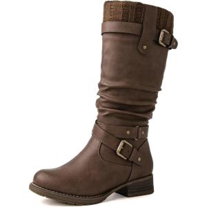 image:imageGLOBALWIN Womens Motorcycle Boots Mid Calf Boots Low Heels22yy05 Brown