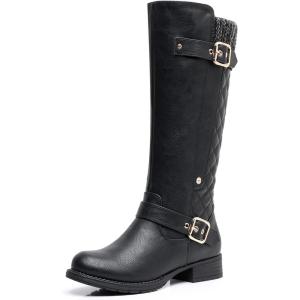 image:imageGLOBALWIN Womens Quilted Knee High Boots For Women Low Heel Comfortable Fashion Riding Boots19yy01black