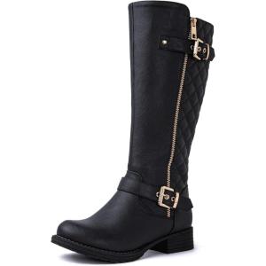 image:imageGLOBALWIN Womens Quilted Knee High Boots Low Heel Comfortable Fashion Dressy Riding Boots For Women19yy03 Black2