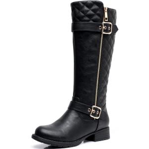 image:imageGLOBALWIN Womens Quilted Knee High Boots Low Heel Comfortable Fashion Dressy Riding Boots For Women19yy03black