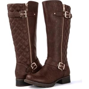 image:imageGLOBALWIN Womens Quilted Knee High Boots Low Heel Comfortable Fashion Dressy Riding Boots For Women19yy03brown2