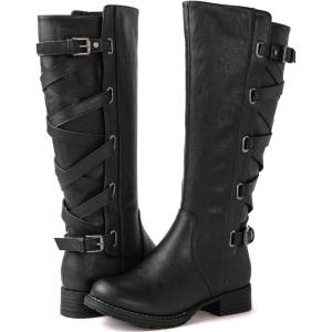 image:imageGLOBALWIN Womens Quilted Knee High Fashion Boots Strappy Boots For Women21yy10 Black3