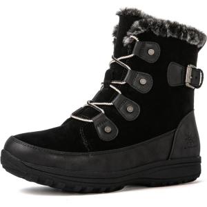 image:imageGLOBALWIN Womens Snow Boots Waterproof Ankle Booties Winter Boots For Women Insulated Warm Black Fur Boots NonSlip Outdoor Hiking Boots For Rain and Snow1817 Black2