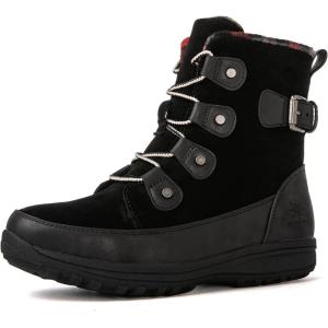 image:imageGLOBALWIN Womens Snow Boots Waterproof Ankle Booties Winter Boots For Women Insulated Warm Black Fur Boots NonSlip Outdoor Hiking Boots For Rain and Snow1817 Black3