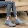 image:imageGLOBALWIN Womens Western Ankle Booties Snipped Square Toe Embroidered Cowboy Chelsea Boots Low Stacked Block Heel Comfortable PullOn Short Cowgirl Boots25yy05 Denim Blue