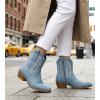 image:imageGLOBALWIN Womens Western Ankle Boots Snip Toe Cowboy Boots For Women Embroidered Retro Chunky Block Heel Comfortable Fashion Short Boots For Nashville Outfits Cowgirl Outfits And Country Concert25yy06 Denim Blue