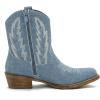 image:imageGLOBALWIN Womens Western Ankle Boots Snip Toe Cowboy Boots For Women Embroidered Retro Chunky Block Heel Comfortable Fashion Short Boots For Nashville Outfits Cowgirl Outfits And Country Concert25yy06 Denim Blue