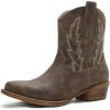 image:imageGLOBALWIN Womens Western Ankle Boots Snip Toe Cowboy Boots For Women Embroidered Retro Chunky Block Heel Comfortable Fashion Short Boots For Nashville Outfits Cowgirl Outfits And Country Concert25yy06 Brown