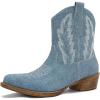 image:imageGLOBALWIN Womens Western Ankle Boots Snip Toe Cowboy Boots For Women Embroidered Retro Chunky Block Heel Comfortable Fashion Short Boots For Nashville Outfits Cowgirl Outfits And Country Concert25yy06 Denim Blue