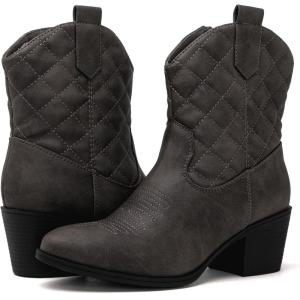 image:imageGLOBALWIN Cowboy Boots for Women  Classic Round Toe Western Booties with Comfort Insole  Embroidered Almond Toe Cowgirl Boots Versatile 2 Block Heel Fashion Boots for Concerts amp Daily Wear19yy16 Grey2