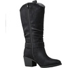 image:imageGLOBALWIN Womens Knee High Cowboy Boots  Minimalist Western Round Toe Cowgirl Boots with Comfortable Block Heel Plain Sleek Design Tall Dress Boots for Women19yy21 Black