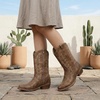image:imageGLOBALWIN Womens Mid Calf The Western Cowgirl Boots Fashion Cowboy Boots For Women Chunky Low Heel25yy07 Camel