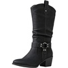 image:imageGLOBALWIN Womens Knee High Cowboy Boots  Minimalist Western Round Toe Cowgirl Boots with Comfortable Block Heel Plain Sleek Design Tall Dress Boots for Women19yy21 Black