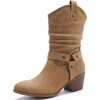 image:imageGLOBALWIN Womens Mid Calf The Western Cowgirl Boots Fashion Cowboy Boots For Women Chunky Low Heel19yy17 Khaki