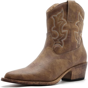 image:imageGLOBALWIN Cowboy Boots For Women Cute Cowgirl Boots Womens Western Boots With Embroidery Side Zipper Chunky HeelCamel2