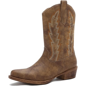 image:imageGLOBALWIN Womens Mid Calf The Western Cowgirl Boots Fashion Cowboy Boots For Women Chunky Low Heel25yy07 Camel