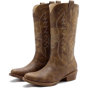 image:imageGLOBALWIN Womens Knee High Long Pointed Toe Western Cowboy Boots For Women25yy08 Camel
