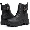 image:imageGLOBALWIN Womens Combat Boots Lace Up Ankle Booties Comfortable Lug Sole Boots For Women Chunky Low Heel21yy28 Black