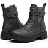 image:imageGLOBALWIN Womens Combat Boots Lace Up Ankle Booties Comfortable Lug Sole Boots For Women Chunky Low Heel21yy28 Grey