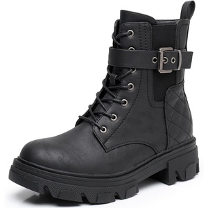 image:imageGLOBALWIN Womens Combat Boots Lace Up Ankle Booties Comfortable Lug Sole Boots For Women Chunky Low Heel21yy28 Black