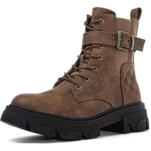 image:imageGLOBALWIN Womens Combat Boots Lace Up Ankle Booties Comfortable Lug Sole Boots For Women Chunky Low Heel21yy28 Camel