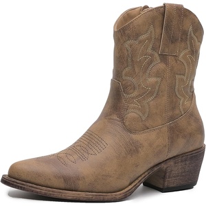 image:imageGLOBALWIN Womens Western Charm Cowgirl Boots Mid Calf Comfy Cowboy Boots For Women With Pointed Toe23yy16 Camel