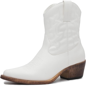 image:imageGLOBALWIN Womens Western Charm Cowgirl Boots Mid Calf Comfy Cowboy Boots For Women With Pointed Toe23yy16 White