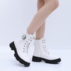 image:imageGLOBALWIN Womens Combat Boots Lace Up Ankle Booties Comfortable Lug Sole Boots For Women Chunky Low Heel21yy28 White