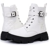 image:imageGLOBALWIN Womens Combat Boots Lace Up Ankle Booties Comfortable Lug Sole Boots For Women Chunky Low Heel21yy28 White