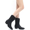 image:imageGLOBALWIN Womens Square Toe Cowgirl Boots Classic MidCalf Cowboy Boots With Embroidered Stitching Low Heel Comfortable Western Boots For Country Outfits23yy09 Black2