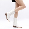 image:imageGLOBALWIN Womens Square Toe Cowgirl Boots Classic MidCalf Cowboy Boots With Embroidered Stitching Low Heel Comfortable Western Boots For Country Outfits23yy09 White