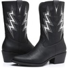 image:imageGLOBALWIN Womens Square Toe Cowgirl Boots Classic MidCalf Cowboy Boots With Embroidered Stitching Low Heel Comfortable Western Boots For Country Outfits23yy10 Black