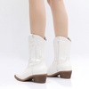 image:imageGLOBALWIN Womens Square Toe Cowgirl Boots Classic MidCalf Cowboy Boots With Embroidered Stitching Low Heel Comfortable Western Boots For Country Outfits23yy09 White