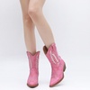 image:imageGLOBALWIN Womens Square Toe Cowgirl Boots Classic MidCalf Cowboy Boots With Embroidered Stitching Low Heel Comfortable Western Boots For Country Outfits23yy09 Pink