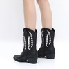 image:imageGLOBALWIN Womens Square Toe Cowgirl Boots Classic MidCalf Cowboy Boots With Embroidered Stitching Low Heel Comfortable Western Boots For Country Outfits23yy09 Black1