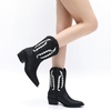 image:imageGLOBALWIN Womens Square Toe Cowgirl Boots Classic MidCalf Cowboy Boots With Embroidered Stitching Low Heel Comfortable Western Boots For Country Outfits23yy09 Black1