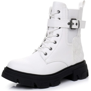 image:imageGLOBALWIN Womens Combat Boots Lace Up Ankle Booties Comfortable Lug Sole Boots For Women Chunky Low Heel21yy28 White