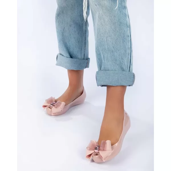 Melissa Ultragirl Sweet XXI Flats for Women - Comfortable, Stylish &amp; Flexible Jelly Flat Shoes with Cut-Out Toe, Classic Jelly Upper &amp; Bow Embellishment