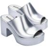 imageMelissa Mule Heel Collection  Fashion Sandal for Women  Iridescent Comfortable Mule Style  HighShine Upper with Bubblegum Scent  Chic and SophisticatedMule Hype  Light Silver